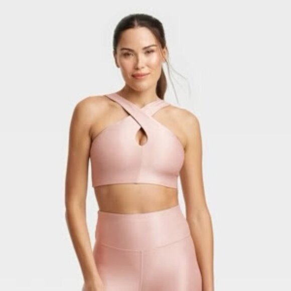 all in motion Other - NWT All in Motion Pink Light Support Ribbed Halter Longline Sports Bra Sz XXL